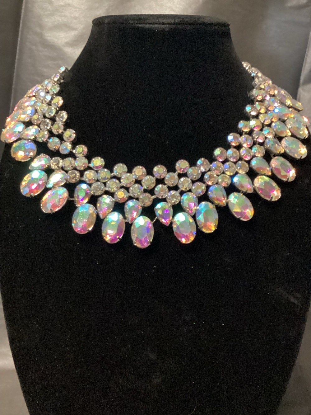 Iridescent Teardrop Statement Necklace - Women Jewelry